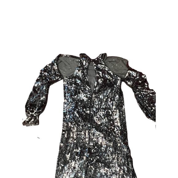 ASOS Womens Size 10 Silver Sequins Keyhole  Hi-Low Formal Wrap  Dress with Slip - Picture 1 of 9